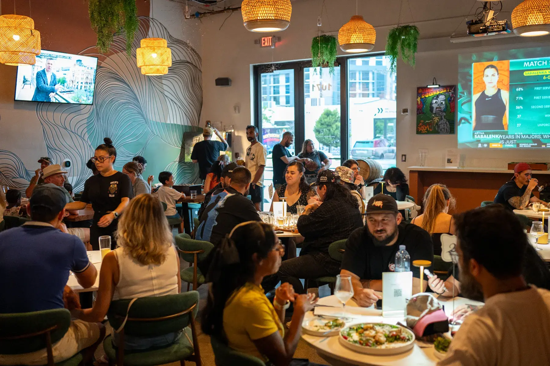 Restaurant event crowd inside Thrive District